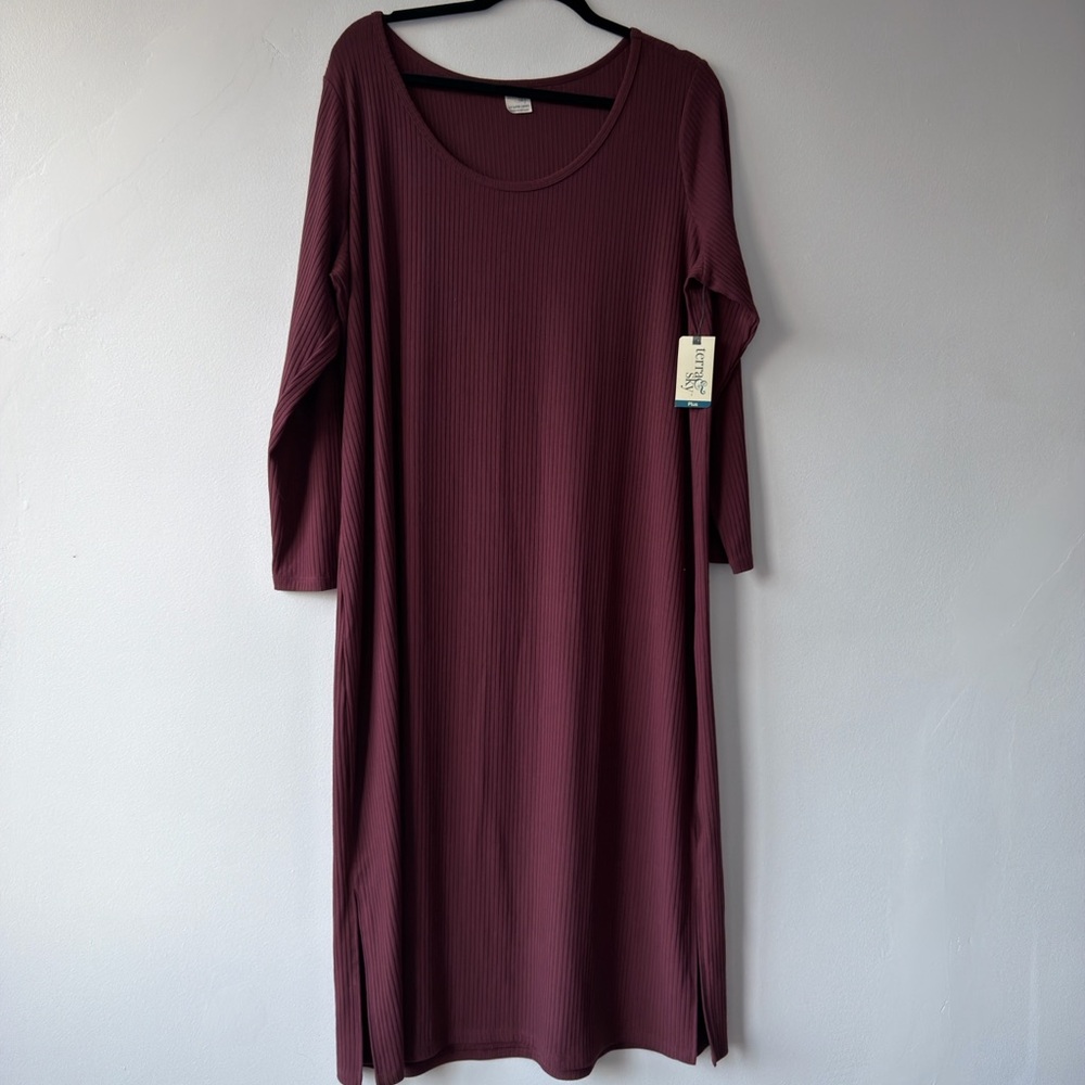Chic Long Sleeve Burgundy Midi Dress